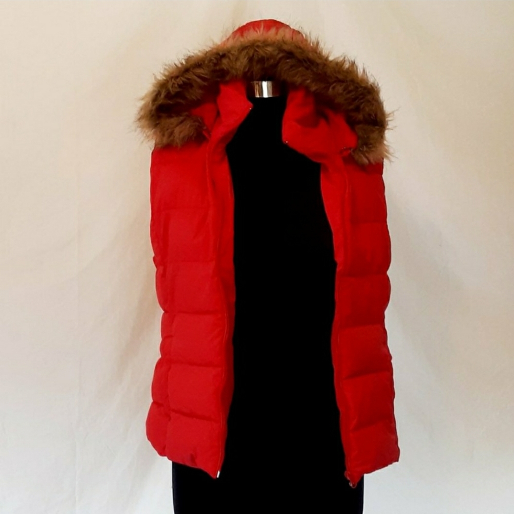 BONGO Puffer Vest with Removable Fur Hood